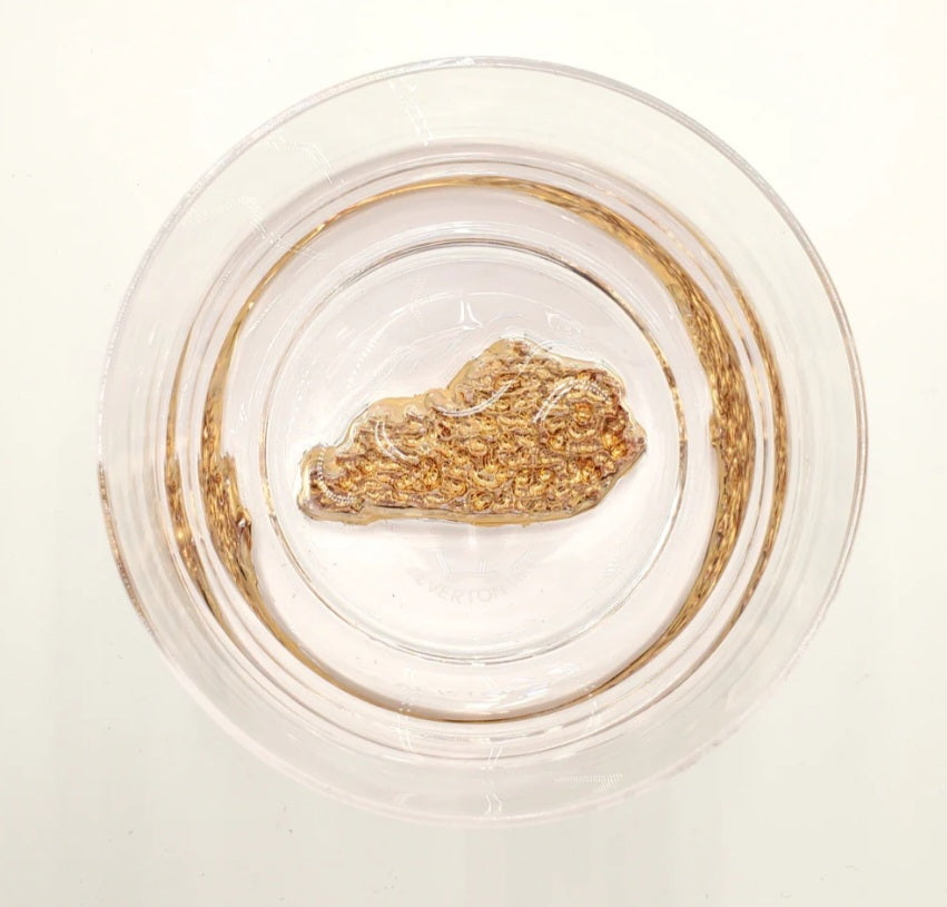 Gold Kentucky neat bourbon glass